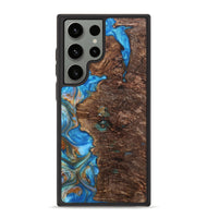 Galaxy S23 Ultra Wood+Resin Phone Case - Waylon (Teal & Gold, 700801)