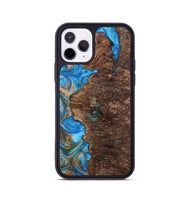iPhone 11 Pro Wood+Resin Phone Case - Waylon (Teal & Gold, 700801)