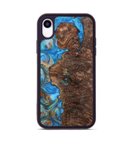 iPhone Xr Wood+Resin Phone Case - Waylon (Teal & Gold, 700801)