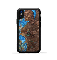 iPhone Xs Wood+Resin Phone Case - Waylon (Teal & Gold, 700801)
