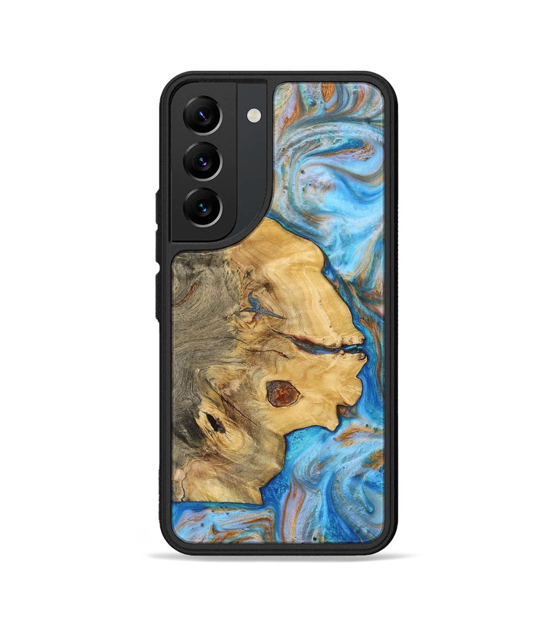 Galaxy S22 Wood+Resin Phone Case - Clyde (Teal & Gold, 700802)