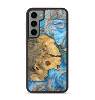 Galaxy S23 Plus Wood+Resin Phone Case - Clyde (Teal & Gold, 700802)