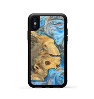 iPhone Xs Wood+Resin Phone Case - Clyde (Teal & Gold, 700802)