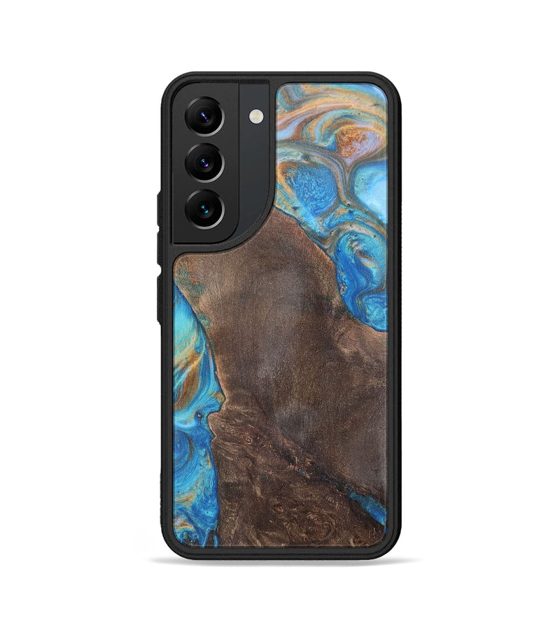 Galaxy S22 Wood+Resin Phone Case - Georgia (Teal & Gold, 700803)