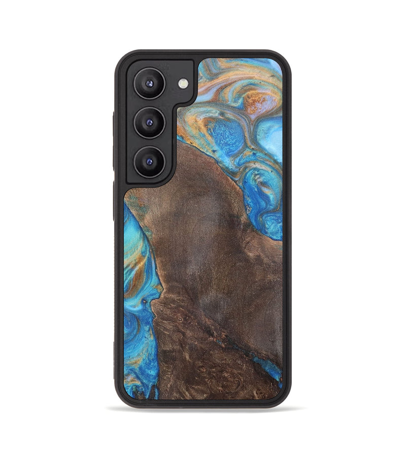 Galaxy S23 Wood+Resin Phone Case - Georgia (Teal & Gold, 700803)