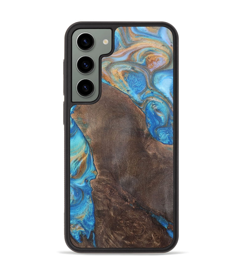 Galaxy S23 Plus Wood+Resin Phone Case - Georgia (Teal & Gold, 700803)