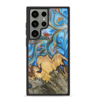 Galaxy S23 Ultra Wood+Resin Phone Case - Judy (Teal & Gold, 700804)