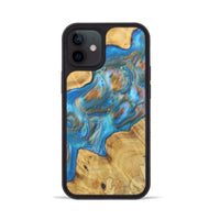 iPhone 12 Wood+Resin Phone Case - Eleanor (Teal & Gold, 700805)