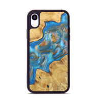 iPhone Xr Wood+Resin Phone Case - Eleanor (Teal & Gold, 700805)