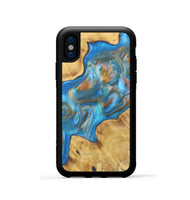 iPhone Xs Wood+Resin Phone Case - Eleanor (Teal & Gold, 700805)