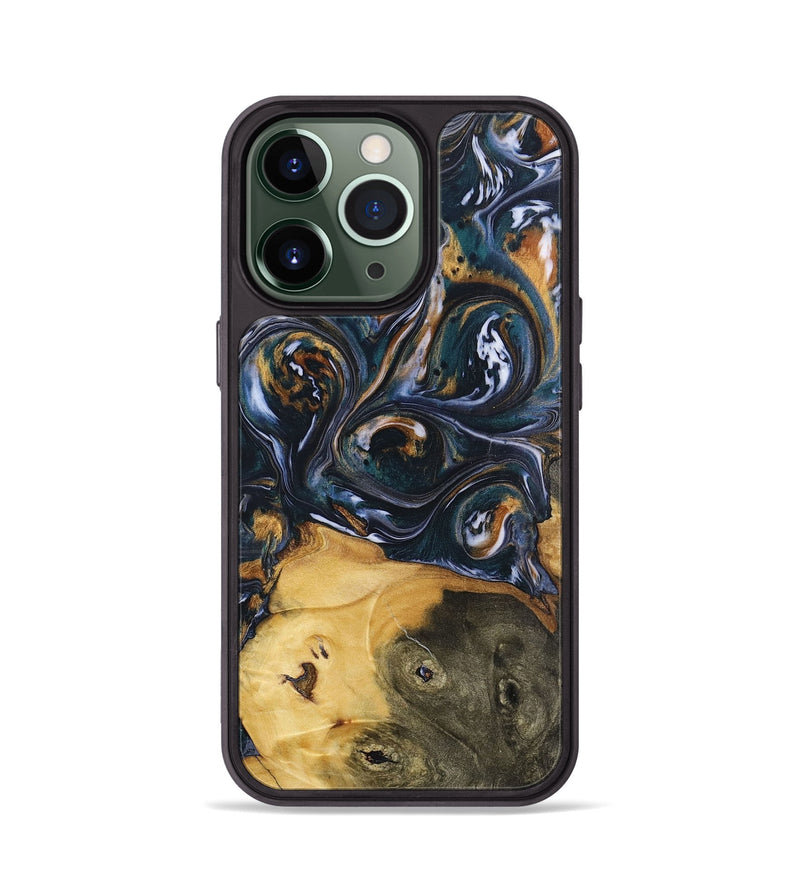 iPhone 13 Pro Wood+Resin Phone Case - Molly (Black & White, 700833)