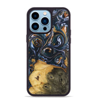 iPhone 14 Pro Max Wood+Resin Phone Case - Molly (Black & White, 700833)