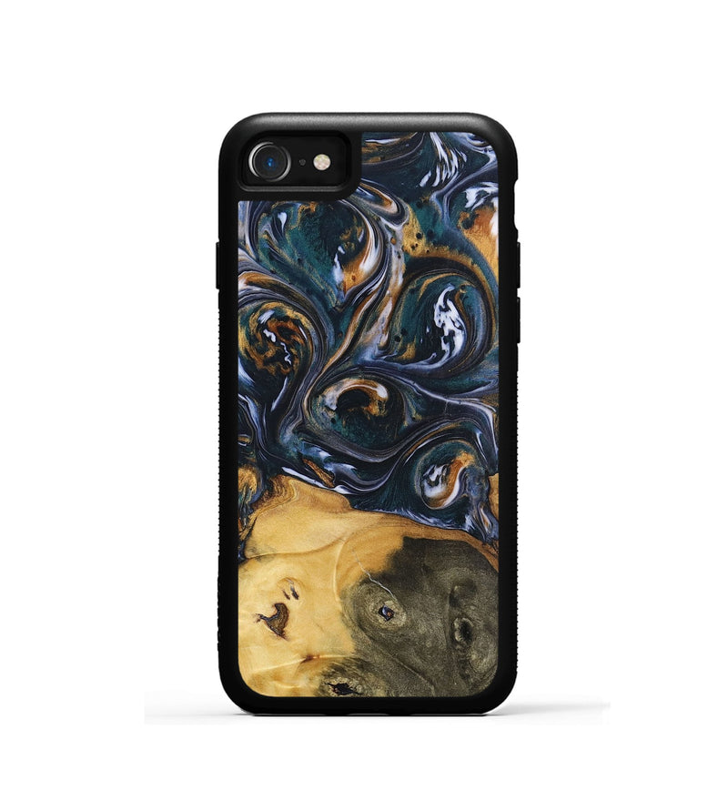 iPhone SE Wood+Resin Phone Case - Molly (Black & White, 700833)