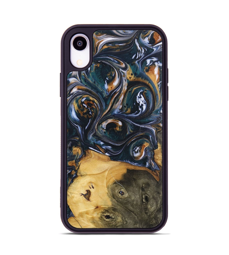 iPhone Xr Wood+Resin Phone Case - Molly (Black & White, 700833)