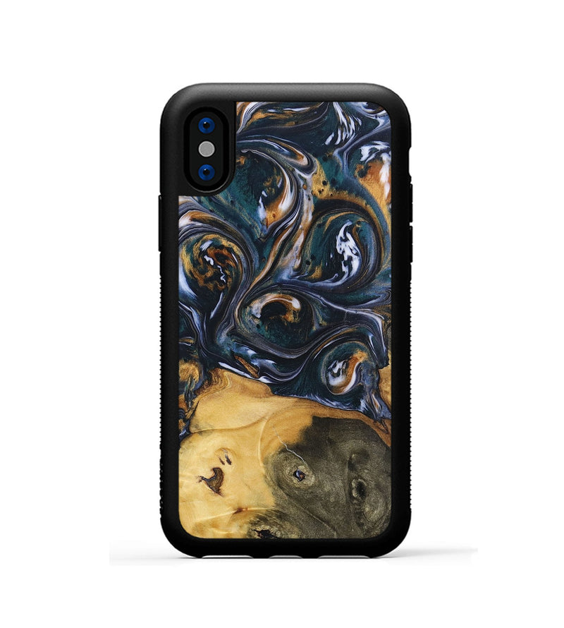 iPhone Xs Wood+Resin Phone Case - Molly (Black & White, 700833)