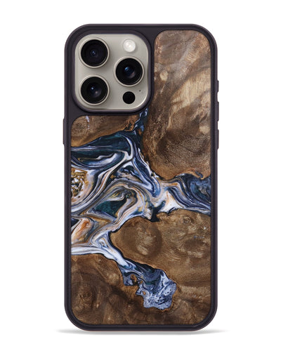 iPhone 15 Pro Max Wood+Resin Phone Case - Caiden (Black & White, 700834)