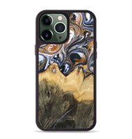 iPhone 13 Pro Max Wood+Resin Phone Case - Jeanette (Black & White, 700836)
