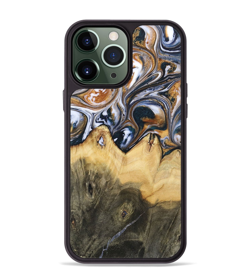 iPhone 13 Pro Max Wood+Resin Phone Case - Jeanette (Black & White, 700836)