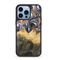 iPhone 14 Pro Max Wood+Resin Phone Case - Jeanette (Black & White, 700836)