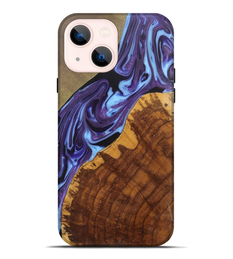 iPhone 14 Plus Wood+Resin Live Edge Phone Case - Anita (Purple, 700863)