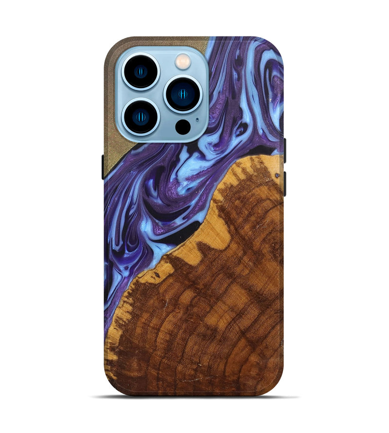 iPhone 14 Pro Wood+Resin Live Edge Phone Case - Anita (Purple, 700863)