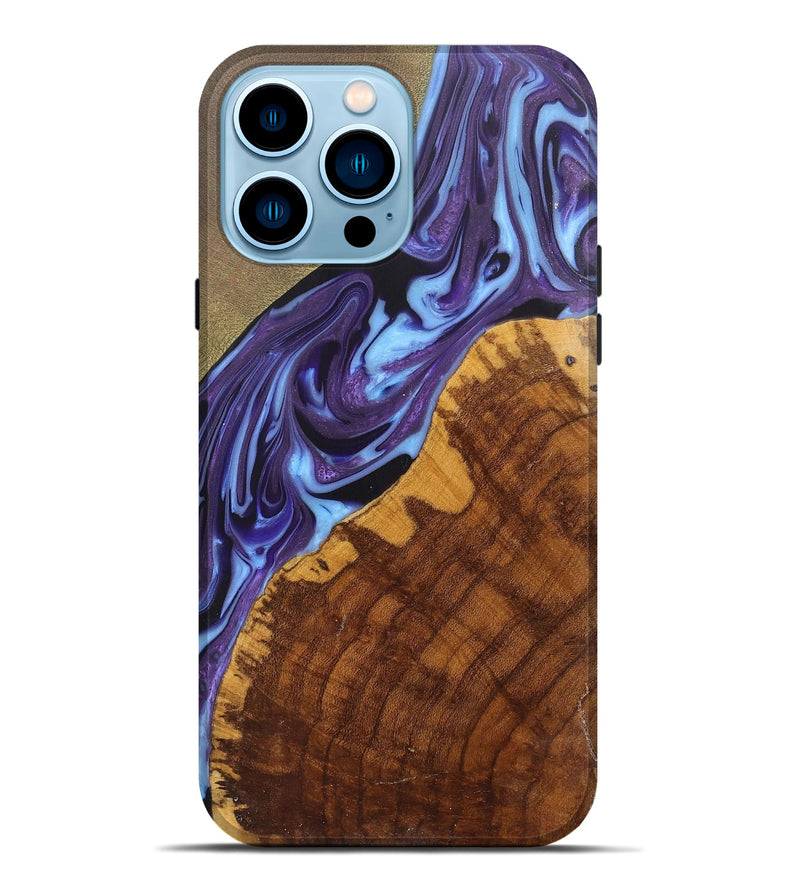 iPhone 14 Pro Max Wood+Resin Live Edge Phone Case - Anita (Purple, 700863)