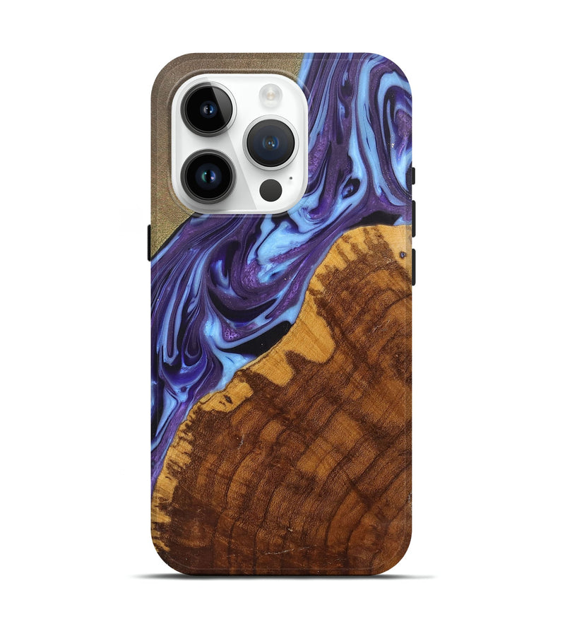 iPhone 15 Pro Wood+Resin Live Edge Phone Case - Anita (Purple, 700863)