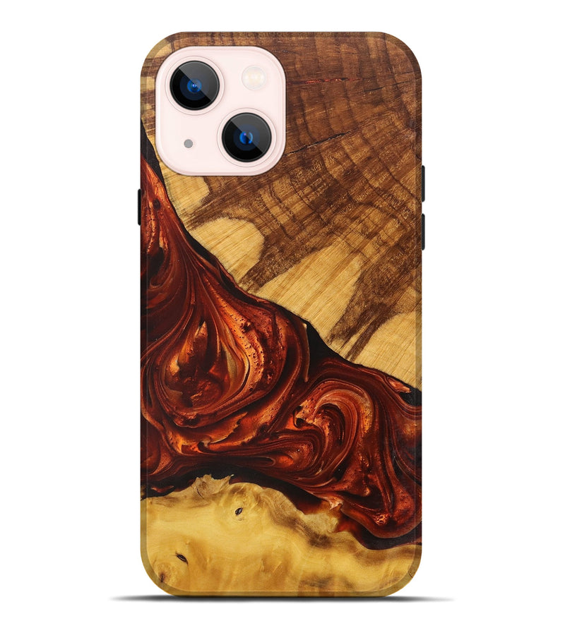 iPhone 14 Plus Wood+Resin Live Edge Phone Case - Javier (Red, 700867)