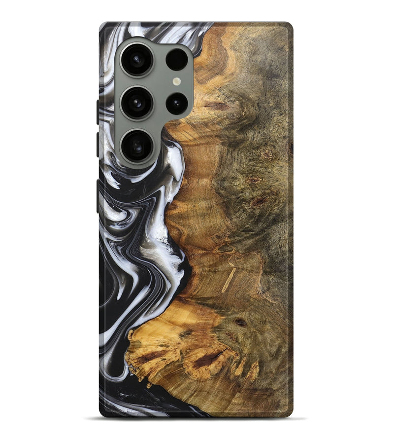 Galaxy S24 Ultra Wood+Resin Live Edge Phone Case - Corbin (Black & White, 700869)