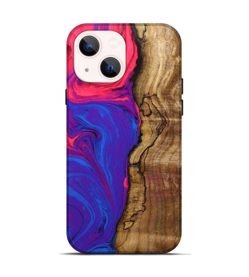 iPhone 14 Wood+Resin Live Edge Phone Case - Natalia (Purple, 700916)