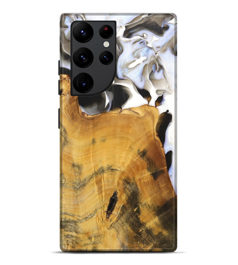 Galaxy S22 Ultra Wood+Resin Live Edge Phone Case - Vivian (Black & White, 700919)