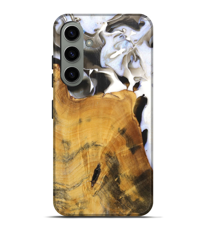 Galaxy S24 Plus Wood+Resin Live Edge Phone Case - Vivian (Black & White, 700919)