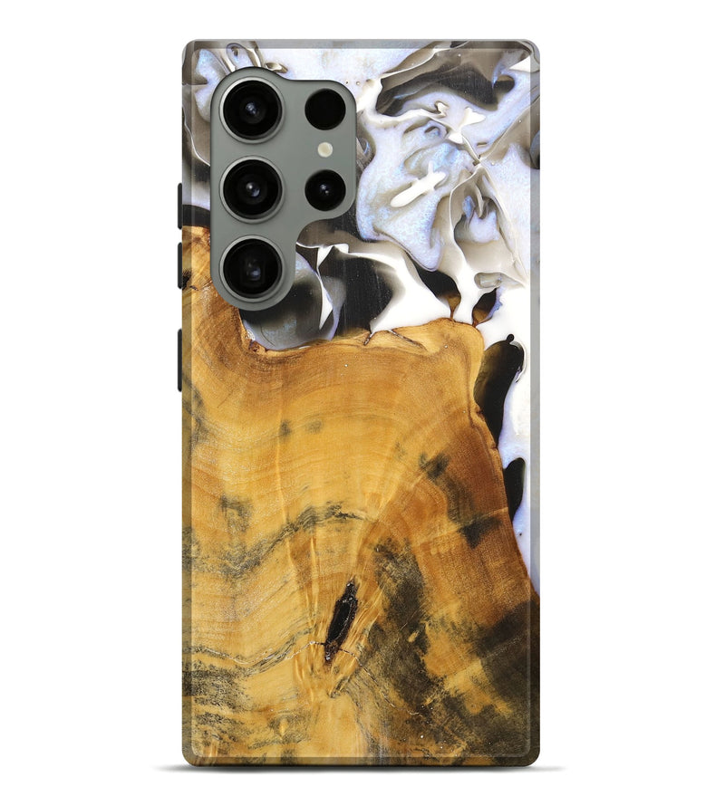 Galaxy S24 Ultra Wood+Resin Live Edge Phone Case - Vivian (Black & White, 700919)