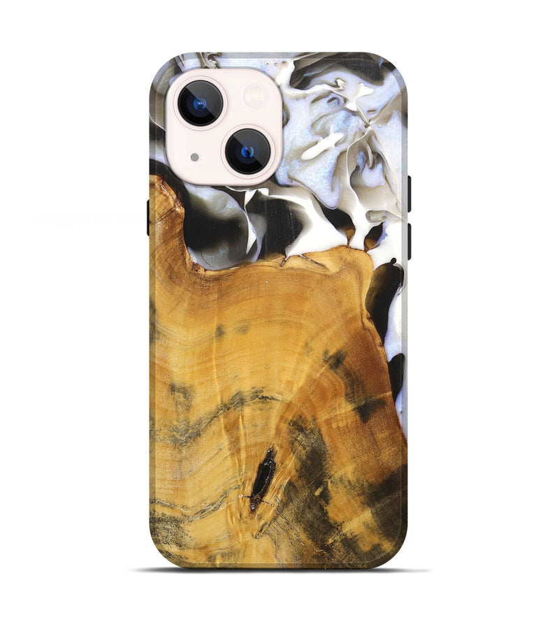 iPhone 13 Wood+Resin Live Edge Phone Case - Vivian (Black & White, 700919)