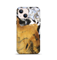 iPhone 13 mini Wood+Resin Live Edge Phone Case - Vivian (Black & White, 700919)