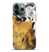 iPhone 13 Pro Max Wood+Resin Live Edge Phone Case - Vivian (Black & White, 700919)