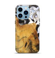 iPhone 14 Pro Wood+Resin Live Edge Phone Case - Vivian (Black & White, 700919)