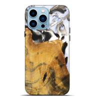 iPhone 14 Pro Max Wood+Resin Live Edge Phone Case - Vivian (Black & White, 700919)