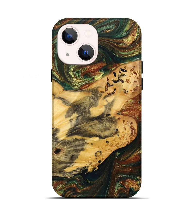 iPhone 13 Wood+Resin Live Edge Phone Case - Mario (Green, 700923)
