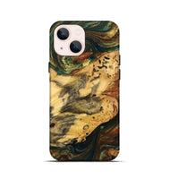 iPhone 13 mini Wood+Resin Live Edge Phone Case - Mario (Green, 700923)