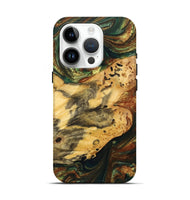 iPhone 15 Pro Wood+Resin Live Edge Phone Case - Mario (Green, 700923)