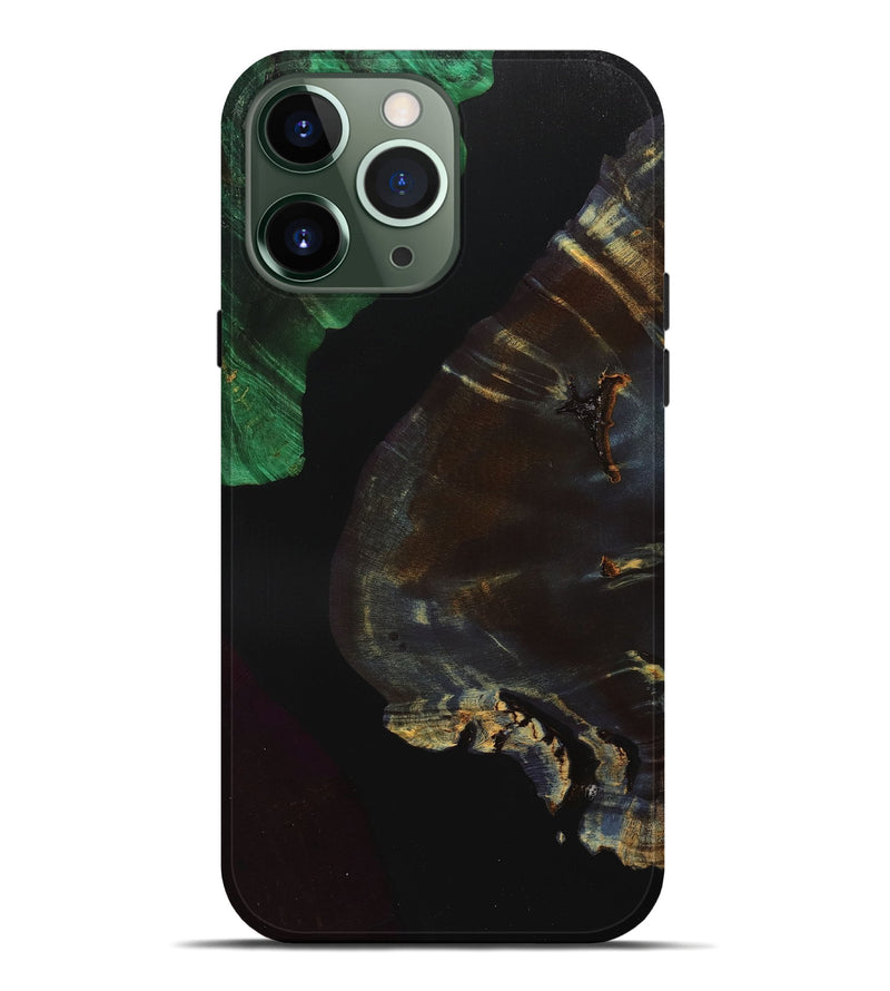 iPhone 13 Pro Max Wood+Resin Live Edge Phone Case - Hazel (Pure Black, 700933)