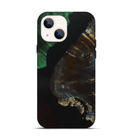 iPhone 14 Wood+Resin Live Edge Phone Case - Hazel (Pure Black, 700933)