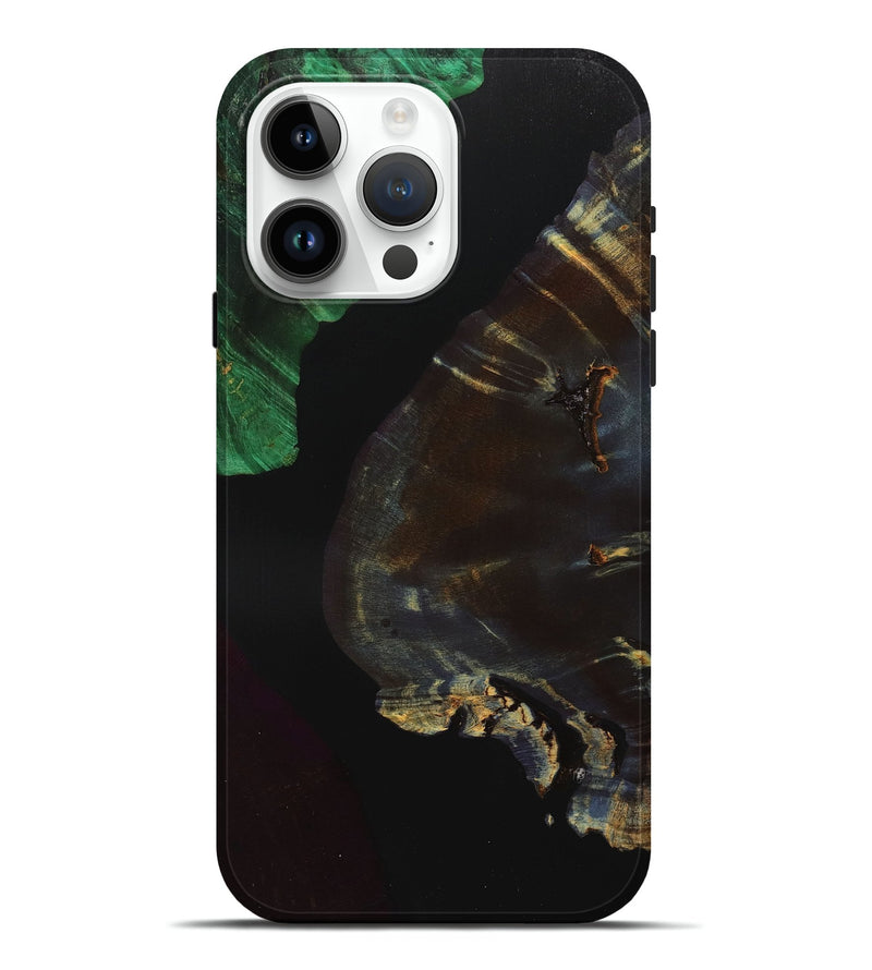 iPhone 15 Pro Max Wood+Resin Live Edge Phone Case - Hazel (Pure Black, 700933)