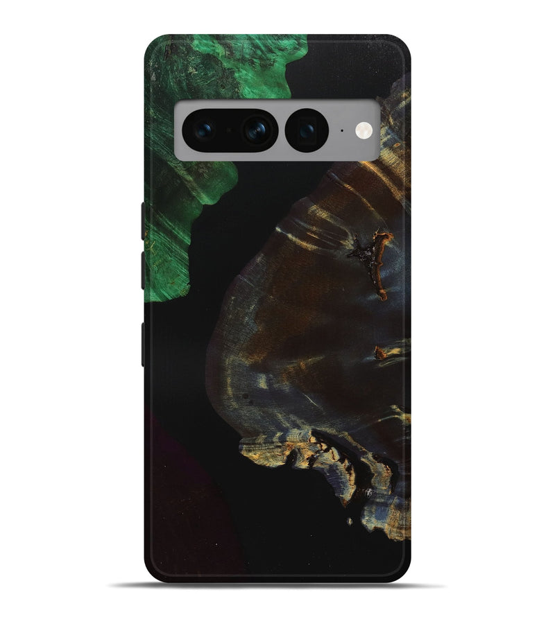 Pixel 7 Pro Wood+Resin Live Edge Phone Case - Hazel (Pure Black, 700933)