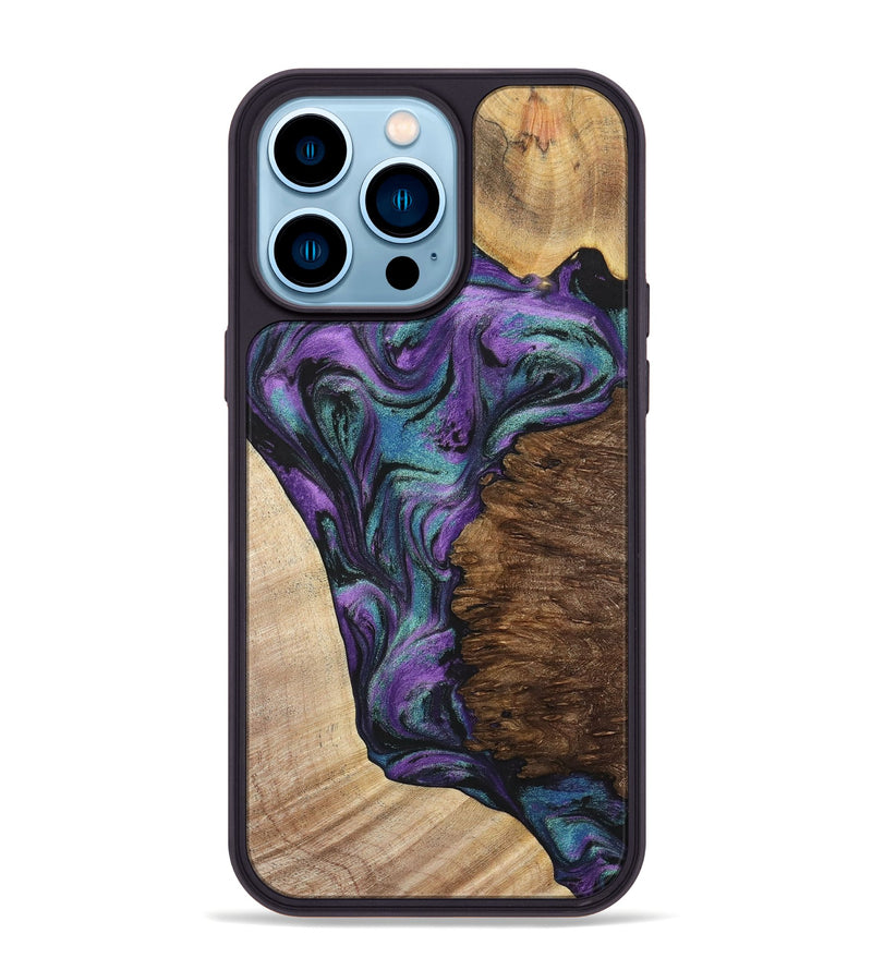 iPhone 14 Pro Max Wood+Resin Phone Case - Trevon (Mosaic, 700938)