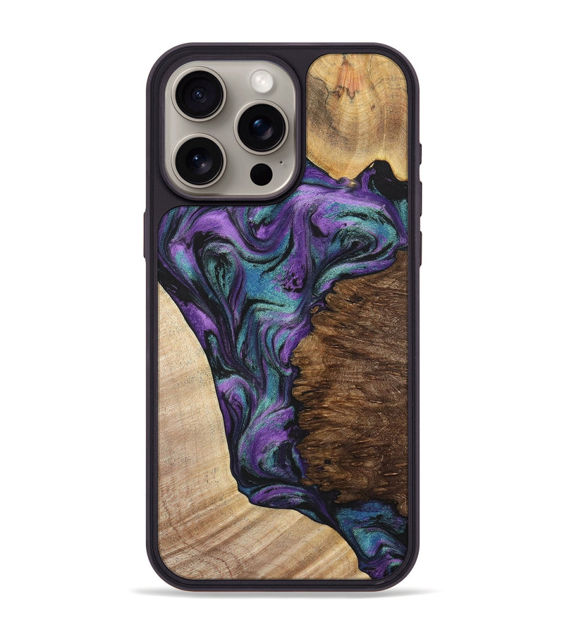 iPhone 15 Pro Max Wood+Resin Phone Case - Trevon (Mosaic, 700938)