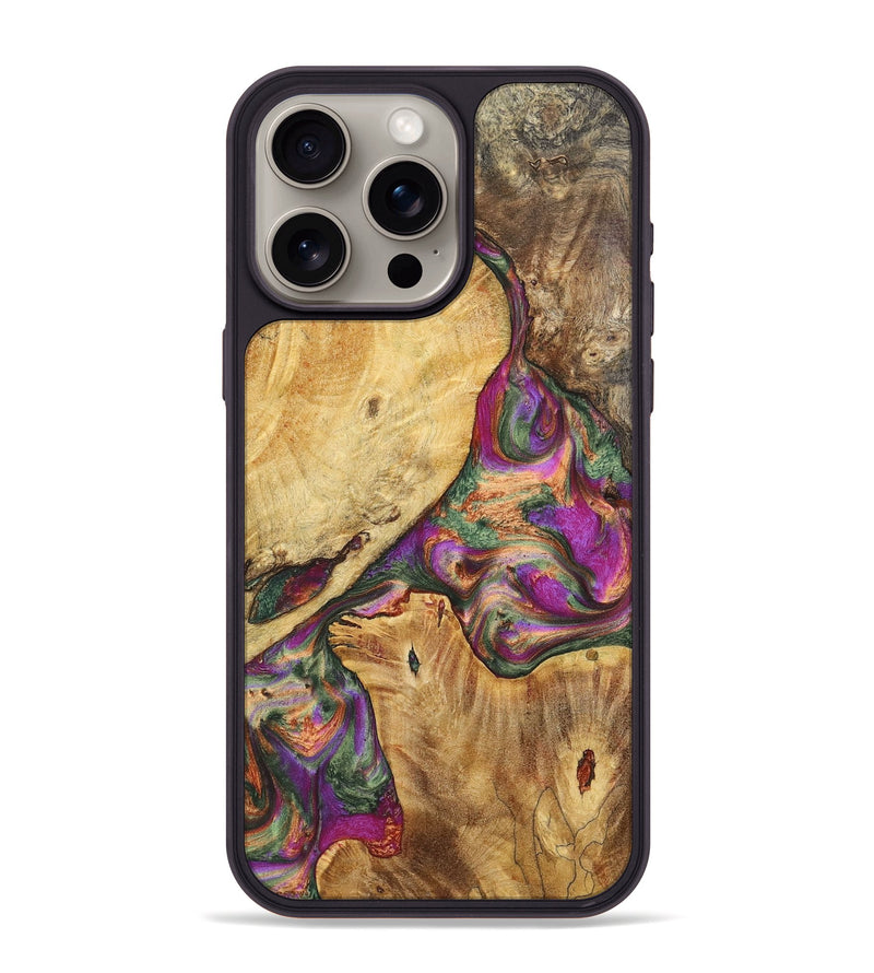 iPhone 15 Pro Max Wood+Resin Phone Case - Lily (Mosaic, 700944)