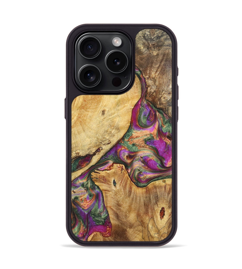 iPhone 15 Pro Wood+Resin Phone Case - Lily (Mosaic, 700944)
