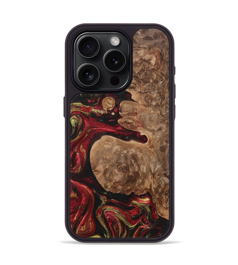 iPhone 15 Pro Wood+Resin Phone Case - Christy (Red, 700949)